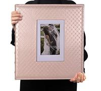 RECUTMS Photo Album 6x4 600 Photos Black Inner Page Button Grain Leather Big Capacity Pockets Pictures Album Birthday Christmas Photo Albums Wedding Anniversary (Champagne Clair)
