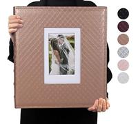 RECUTMS Photo Album 6x4 600 Photos Black Inner Page Button Grain Leather Big Capacity Pockets Pictures Album Birthday Christmas Photo Albums Wedding Anniversary (Marron Clair)