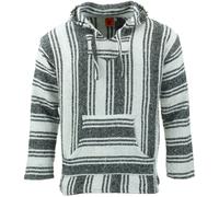 Recyclé Mexicain Baja Jerga Pull à Capuche Drogue Tapis Pull Capuche Blanc Noir