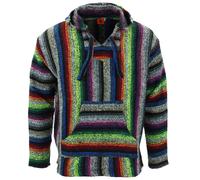 Recyclé Mexicain Baja Jerga Pull à Capuche Drogue Tapis Pull Capuche Néon