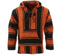 Recyclé Mexicain Baja Jerga Pull à Capuche Drogue Tapis Pull Capuche Orange Noir
