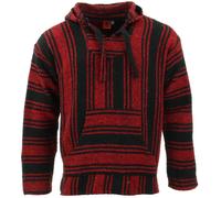 Recyclé Mexicain Baja Jerga Pull à Capuche Drogue Tapis Pull Capuche Rouge Noir