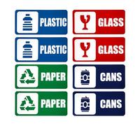 Recycle Stickers - 8-Piece Self-Adhesive Recycling Labels, Trash and Waste Stickers | Public Area, Garbage, Yard, Home, Office, Apartment, Hotel, School, Classroom, Apartment, Environmental Or