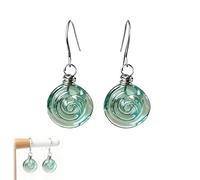 Recycled Glass Spiral Earrings,Handmade Drop Twisted Hammered Jewelry Set,Upcycled Swirl Maze Necklace,Birthday Gifts for Women,Mom,Sister (B)