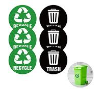 Recycler autocollant, autocollant recycler et autocollants Logo poubelle, rond Logo signe recycler autocollant pour poubelle de cuisine peut recycler conteneurs poubelle poubelle (6PCS)