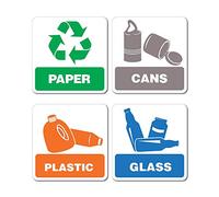 Recycling Paper Cans Plastic Glass Sticker Decal Bin Recycle Eco Friendly Trash