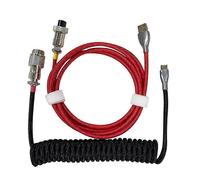 (Red) 1.5m Coiled Type C Cable For Mechanical Keyboard Aviator Connector Personalized
