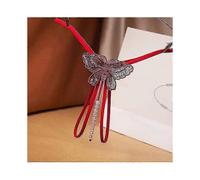 (Red)2022 Fashion Women Lingerie Erotic Thong Open Crotch Panties Butterfly Lingerie Crotchless Pearl String Thong