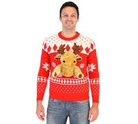 Red 3D Reindeer Moose Ugly Christmas Sweater (Adult XL)