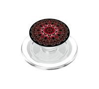 Red and Black Flower Mandala Christmas Decoration Pattern PopSockets PopGrip pour MagSafe