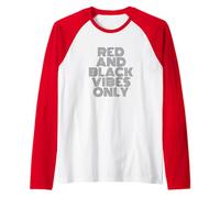 Red And Black Vibes Only High School Football Team Manche Raglan