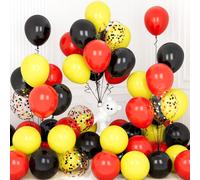 Red And Black Yellow Balloons, 30 Pieces 12 Inches Black Yellow Red Confetti Latex Helium Balloon For Girls Boys Child Birthday Party Baby Shower Wedding Christening Festival Decoration