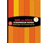 Red and Gold Scrapbook Paper: Double Sided Geometric Patterned 24 Sheets of Fiery, Vibrant, Rich, Opulent for Crafts 12 Designs 2 Sheets/Design - 8.5"x11"