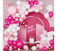 Red And White Balloon Arch Kit, 128Pcs Garland Balloons Pastel Pink Confetti Gold For Women Girls Parties Birthday Wedding Christening Bachelorette Baby Shower Decoration