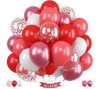 Red And White Balloons 12 Inch Metallic Pastel Red White Confetti Latex Balloons Decorative Balloons For Birthday Party Valentines Engagement Wedding Confession Baby Shower