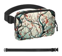 Red and White Flowers on the Tree-1158 Sac banane de style unisexe : sacs banane tendance, sacs à bandoulière sport minces à la mode pour jogging, randonnée, randonneur, femme, homme, multicolore, 4 x