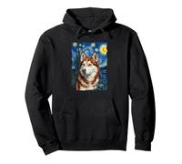 Red and White Husky Van Gogh Sweat à Capuche