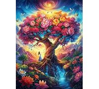 Red Arbre de Vie Fleuri 300 Pieces Casse-tête Expert Confirmé en Carton Haute Densité Épais Animaux et Plantes Très Difficile Anti-Stress Loisir Créatif Cadeau Fête des Pères Premium 300 PCS
