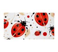 Red Art Seven Star Ladybug-258 Tapis de cuisine de luxe pour sol, lavable en machine et imperméable, séchage rapide, antidérapant, design rétro vintage