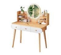 RED AS FIRE Femme Coiffeuse Table de Maquillage avec Miroir et Tiroirs, Miroir Maquillage LED à Luminosité Réglable, Table cosmétique de Chambre d'adulte pour Fille