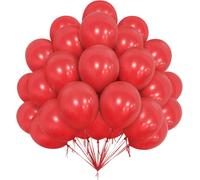 Red Balloons,50 x 12 Inches for Party,with 10 m Ribbon for Christmas Garland,Latex Matte for Girls,Women,Wedding,Birthday,Baby Shower,Decoration