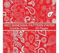 Red Bandana Scrapbook Paper 40 Pages 20 Sheets: Bandana Pattern Paper: Double Sided for Scrapbooking, Card Making, Origami, DIY and More