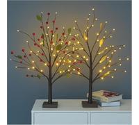 Red Berry Blossom Tree with Lights, Artificial Bonsai Lamps with 48 Reds Berries and 24 LED Beads, Tabletop Bonsai Tree Night Lamp for Christmas,Thanksgiving,Other Holiday Decorations