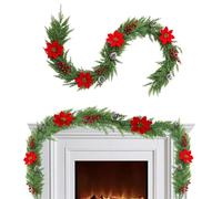 Red Berry Garland - 5ft Pine Branches, Christmas Decorative Wreath