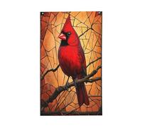 Red Bird Drapeaux en verre teinté pour maison de cour, 91 x 152 cm, bannière de vœux avec œillets, décoration d'intérieur ou d'extérieur