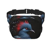 Red Bird Head Fitness Sac à bandoulière de voyage, sac banane tendance et décontracté, sac banane carré double couche, noir, taille unique, Noir/blanc, One Size