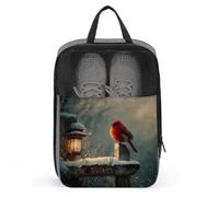 Red Bird Ion The Wood Sign Dreamy Shoe Bag for Travel Daily Use Anti-Dust Storage Carrier Golf Shoe Pouch
