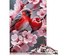 Red Bird on Cherry Blossom Branch Puzzles 1000 Pieces Cadeau Unique Jeu Éducatif Défi Jouet À De Qualité Supérieure Peinture Art pour Adultes Et Enfants À Partir De 14 Ans 1000pcs (75x50cm)