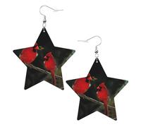 Red Birds Fauna Wild Boucles d'oreilles pendantes célestes en forme d'étoile pour une utilisation polyvalente, One Size, Cuir