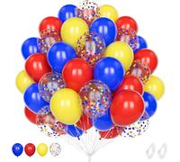 Red Blue Yellow Balloon, 60 Piece 12 Inch Confetti Latex Helium Balloon For Carnival Children'S Birthday Baby Shower Graduation Other Party Decoration
