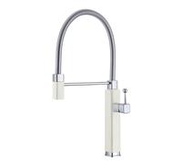 Red Brass Kitchen Faucet With Single Handle And Single Hole Ceramic Valve Core, Hot And Cold Water Pull-out Sink Mixer(Milk White 01,G9/16)