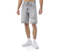RED BRIDGE by Spruce - Bermuda en Denim, Effet usé avec détails Destroy - 5 Poches, Coton Confortable - pour Loisirs & Streetwear Gris W30