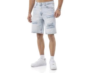 RED BRIDGE by Spruce - Bermuda en Denim, Effet usé avec détails Destroy - 5 Poches, Coton Confortable - pour Loisirs & Streetwear Bleu Clair W34