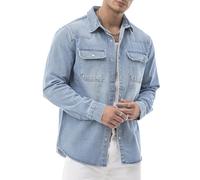 RED BRIDGE by Spruce - Surchemise en Denim - Chemise en Jean à Pressions - Overshirt avec Poches Poitrine - Manches Longues Coupe Droite Regular Fit Bleu Clair S