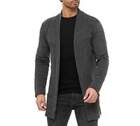 RED BRIDGE Cardigan Long pour Hommes Coupe Droite décontracté Gris Foncé L