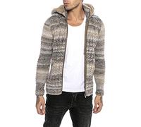RED BRIDGE Cardigan pour Homme Pull à Capuche Amovible Chandail en Tricot avec Fermeture à glissière Beige M