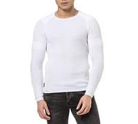 RED BRIDGE Chandail tricoté pour Homme Pull-Over en Tricot Slim Fit Blanc S