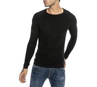 RED BRIDGE Chandail tricoté pour Homme Pull-Over en Tricot Slim Fit Noir M
