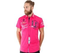 RED BRIDGE Chemise brodée à Manches Courtes pour Hommes Rosa Fuchsia