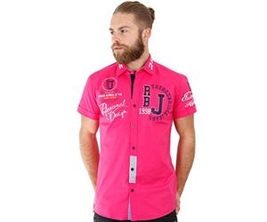 RED BRIDGE Chemise brodée à Manches Courtes pour Hommes Rosa Fuchsia