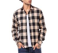 RED BRIDGE Chemise Casual pour Homme à Carreaux Shirt quadrillé Vintage Noir-Beige XXL