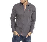 RED BRIDGE Chemise Classique à Manches Longues avec Broderie sur la Poitrine pour Les Hommes Gris Forcé XL