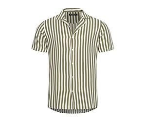 RED BRIDGE Chemise décontractée rayée à Manches Courtes pour Hommes Khaki