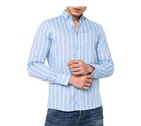RED BRIDGE Chemise Homme rayée Modern Fit Manches Longues Bleu Clair XL