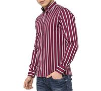 RED BRIDGE Chemise Homme rayée Modern Fit Manches Longues Bordeaux S