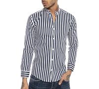 RED BRIDGE Chemise Masculine à Manches Longues à Motifs rayés Bleu foncé XXL